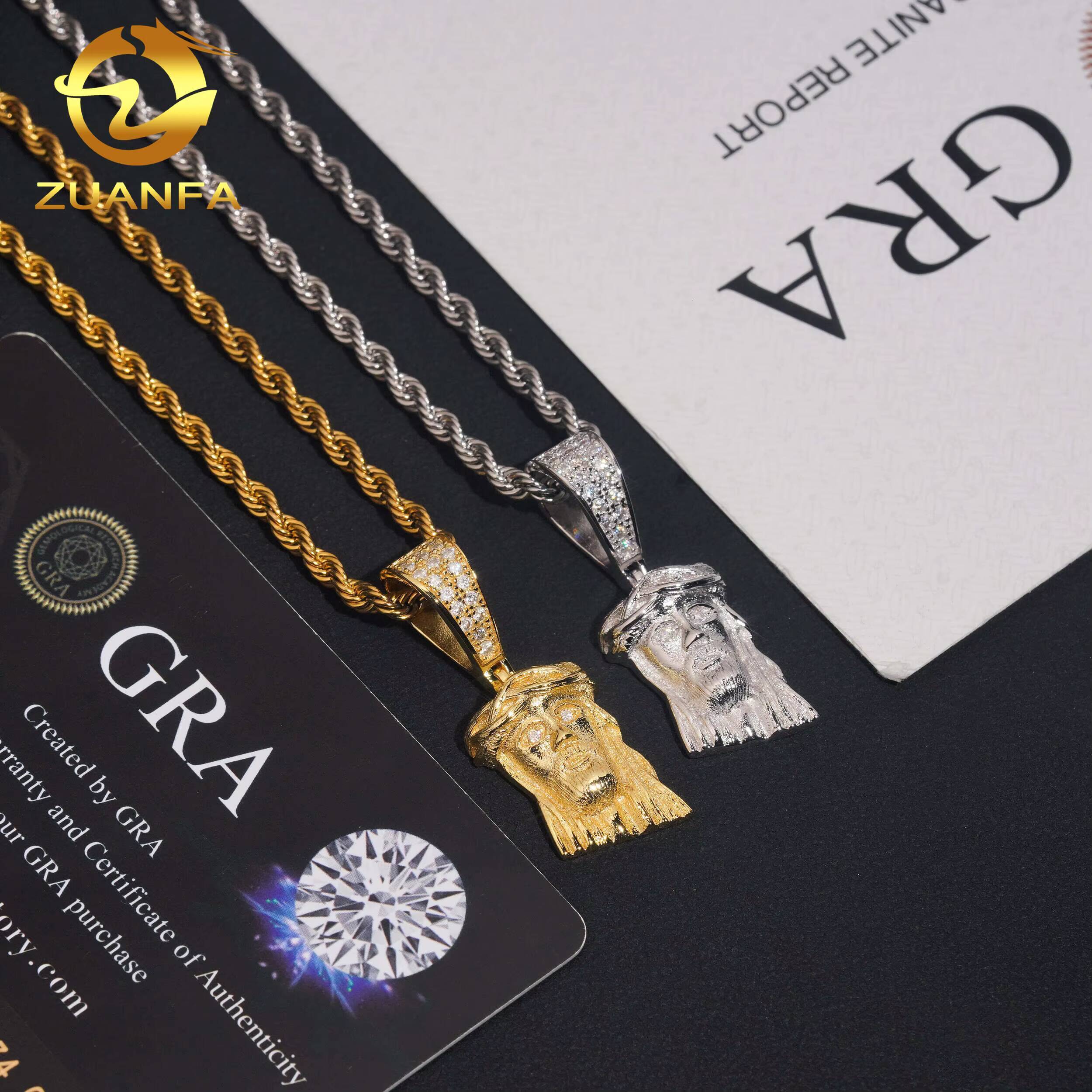 Wholesale Price Jesus Moissanite Pendant Hip Hop Iced Out Design 925 Sterling Silver Gold Plated Moissanite Pass Diamond Tester