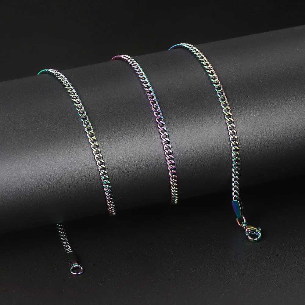 Mens Cuban Chain Necklace 3/5mm 60cm Stainless Steel Minimalist Silver Color Fashion Hip Hop Jewelry Trend Accessories Gifts XJ250708
