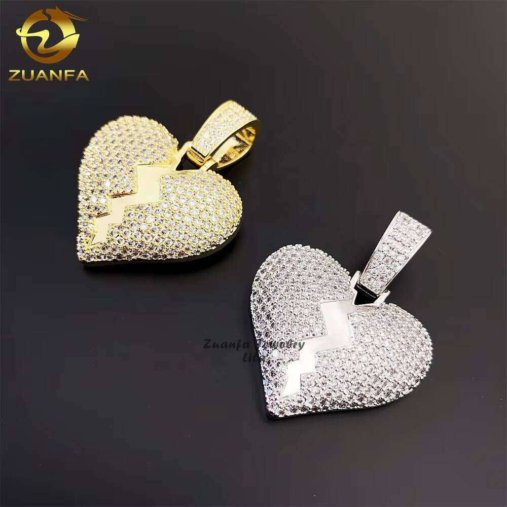 High Quality fashion vvs Silica Sier Broken Heart Men's Pendant
