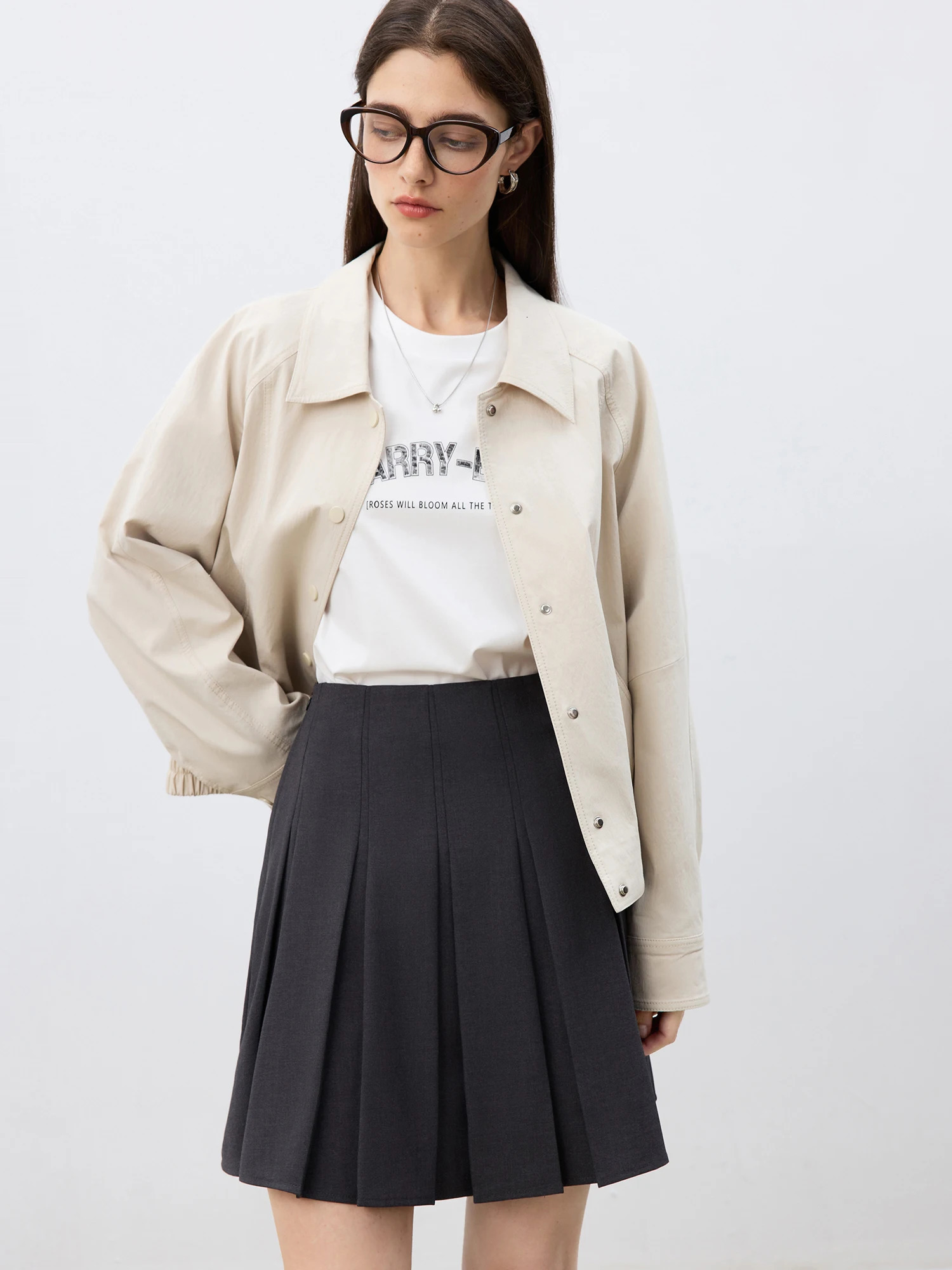 12 Petite Size Jacket Short for Women Spring Item Navy Blue Versatile Top Casual Loose 25ZQ91108 250728