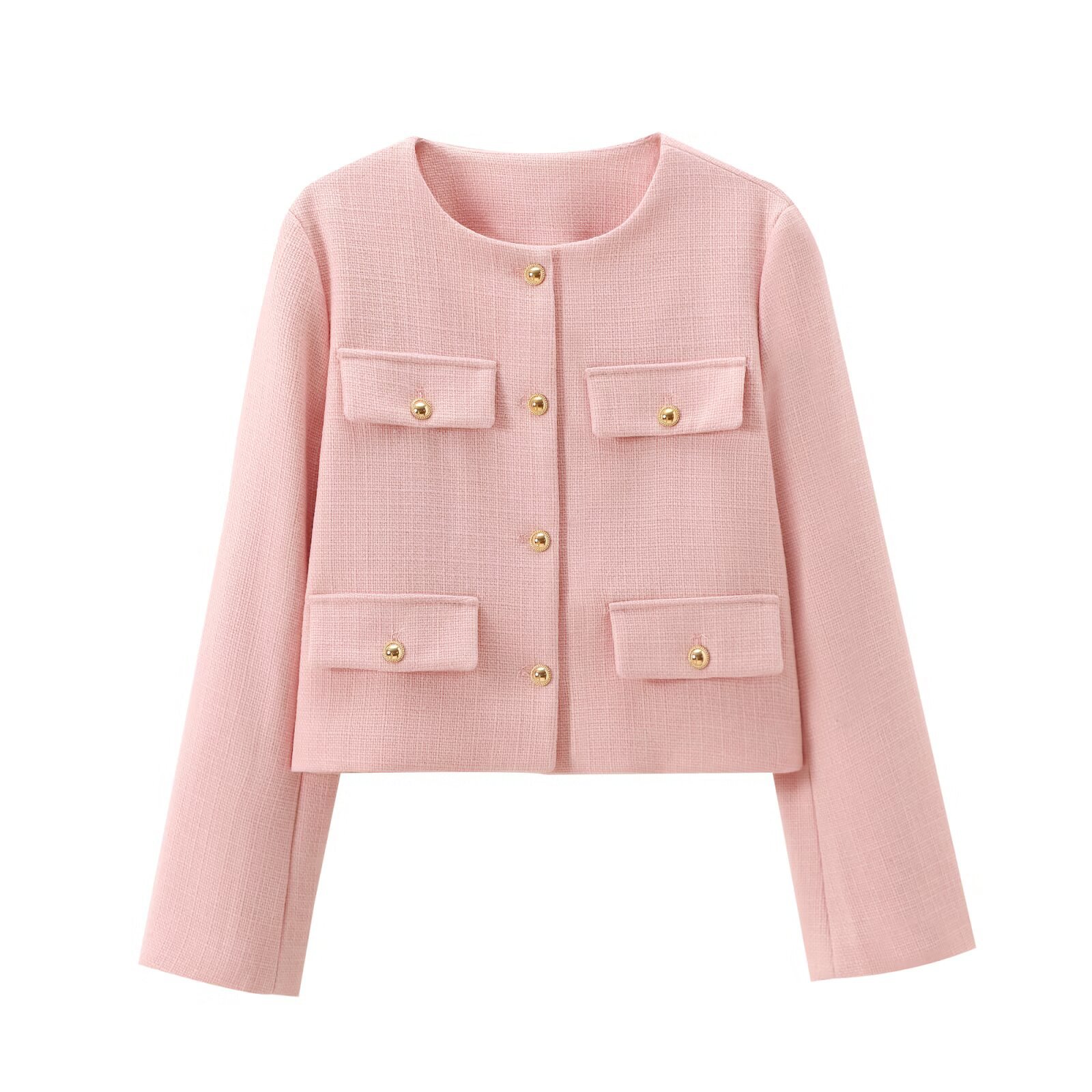 Free shipping autumn and winter new design women's fashion elegant button decoration short suit coat versatile simple coat hot sale