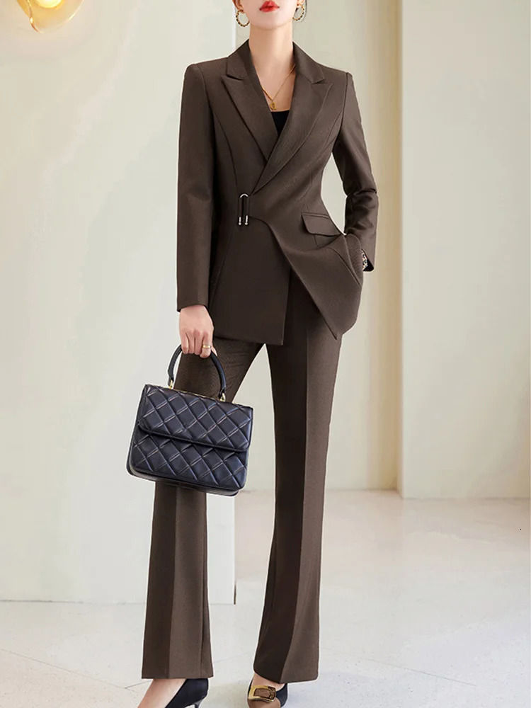 All Season Office Ladies Formal Pant Suit for Women Jacket and Trouser Female Business Work Wear 2 Piece Blazer Set 250728