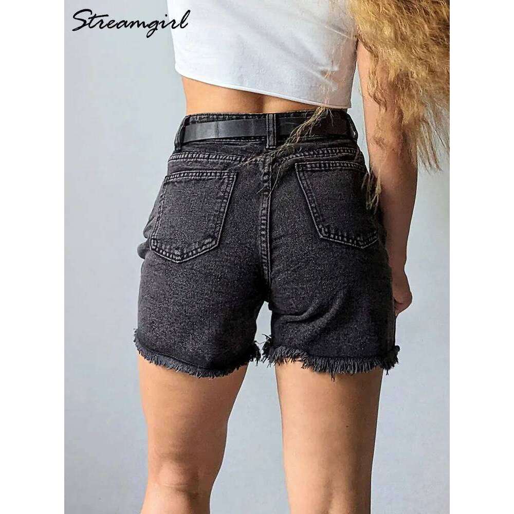 Designer Clothing 2025 Streamgirl Blue Women's High Waist Casual Chic Loose Jean Shorts For Women Summer 2025 Denim Short Femme
