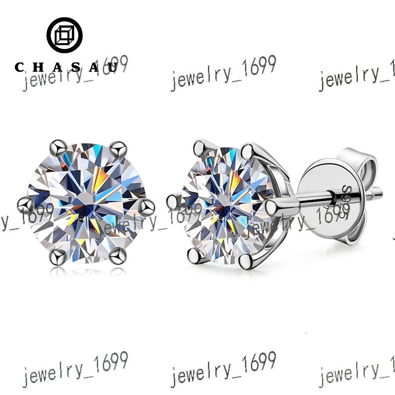 New Products GRA Certification 925 Sterling Silver 6.5mm 1CT Moissanite Stud Earrings for Women Jewelry