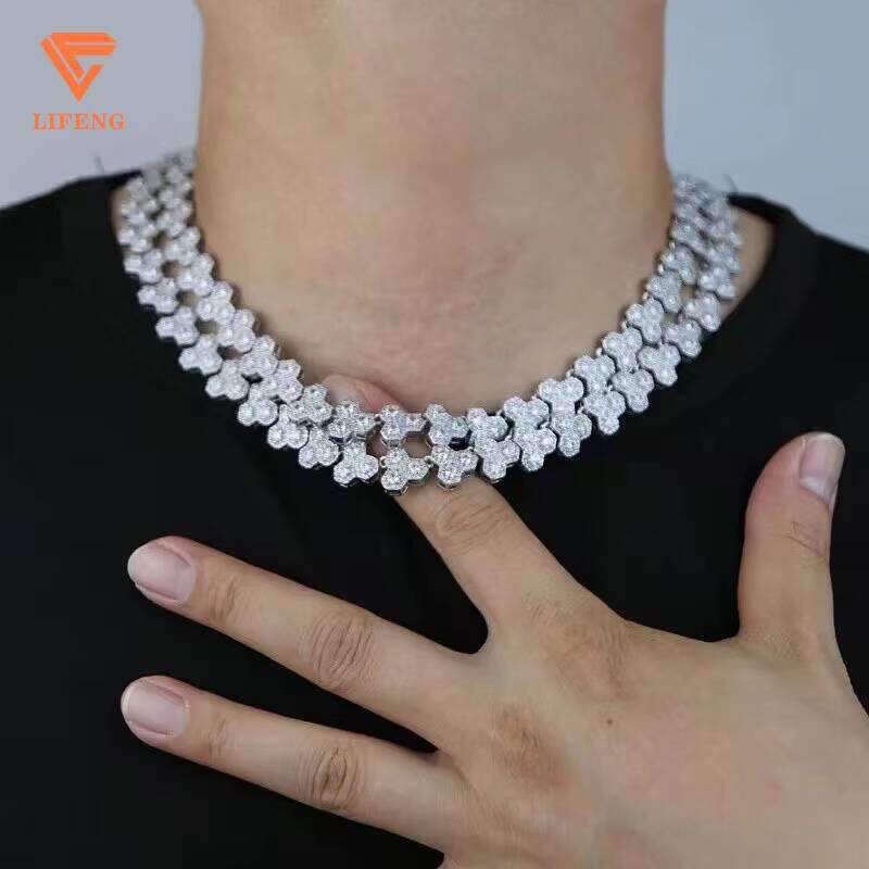 Fashion Jewelry Good Price Baguette Tennis Necklace Bling Dia VVS Moissanite Chain for Men and Women