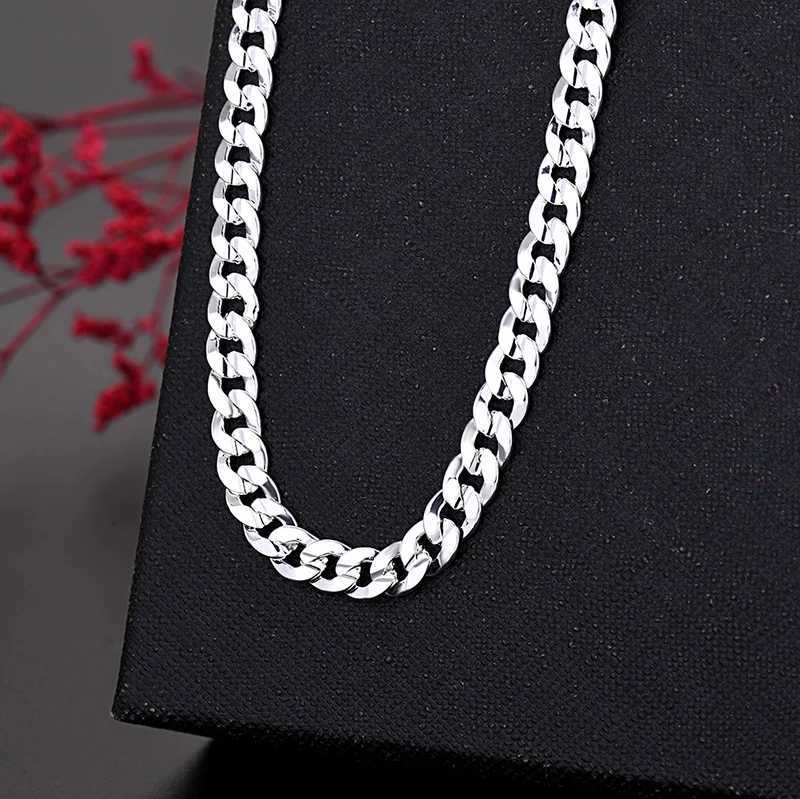 925 Sterling Silver Charm 7MM Chain Necklace for Women Men Fashion Party Wedding Accessories Jewelry Gifts XJ250708