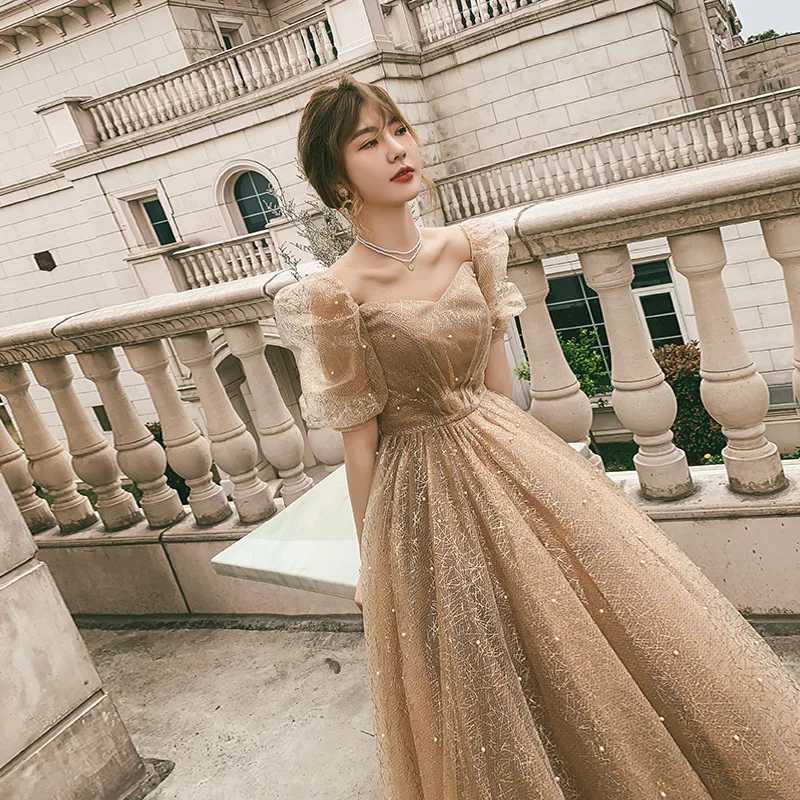 Evening Dress New Temperament Banquet Winter Hostess of Annual Meeting Golden Long Dignified Champagne Dress for Women Z250728