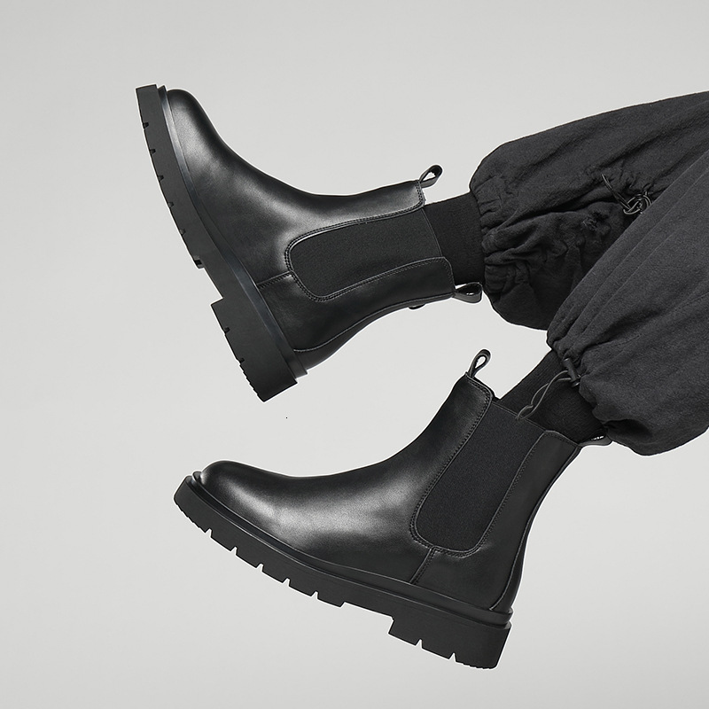 Large Size Autumn Winter Men's British Style Short Tube Fleece Lined Warm Thick Sole Trendy Martin Boots 6032-H