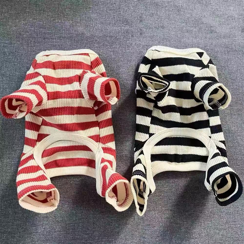 111 Pet spring and summer thin striped four-legged home clothes Teddy Bichon small dog autumn and winter bottoming clothes