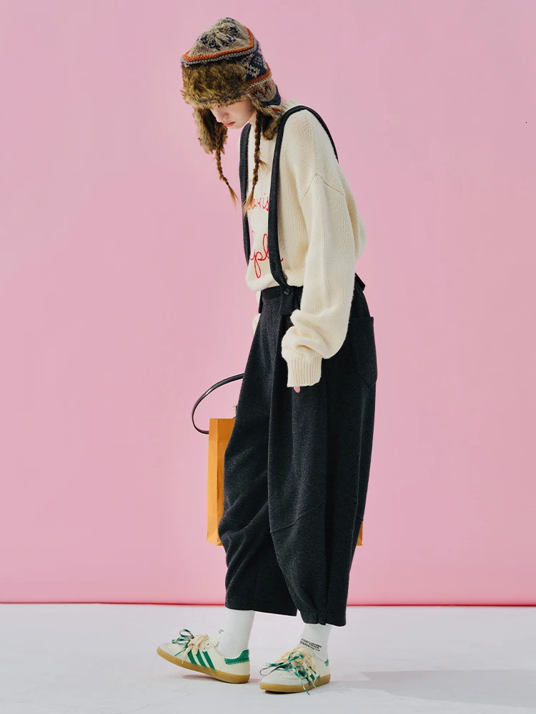 IMOKOKONI original n round neck pullover with red letter print warm sweater for women 244946 250728