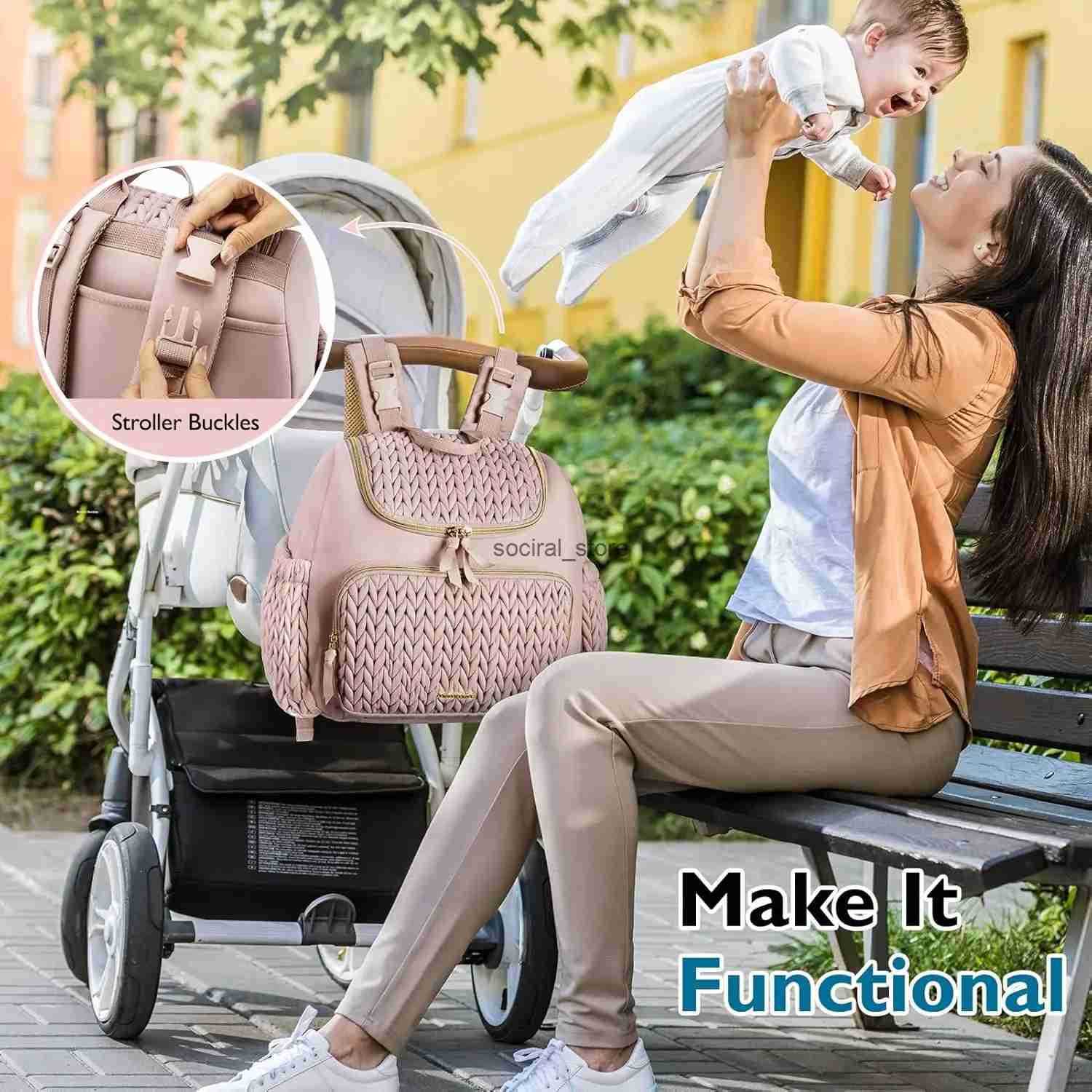 Diaper Bag Small Diaper Backpack Stylish Baby Travel Backpacks with Insulated kets Changing Pad Stroller Straps Diaper Bag Q0728