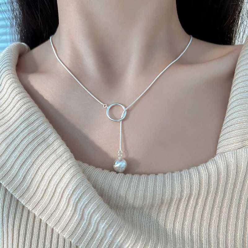 Adjustable Sterling Silver Charm Necklace for Women Round Pendant Fashion Jewelry Gift Z250910