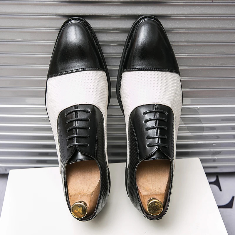 HKDQ 2025 Dress Shoes Men Oxford Shoes Lace Up Business Casual Leather Shoes Men Low Top Comfortable Mens Formal Shoes 250723