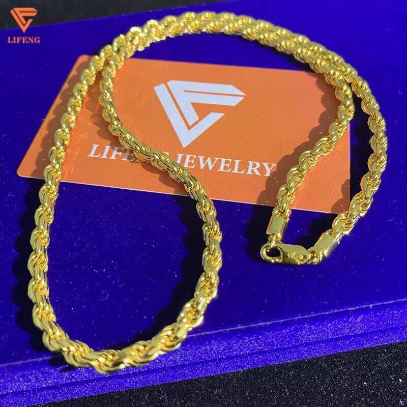 Custom Hip Hop Jewelry Rope Sterling Sier Cuban Link Chain Moissanite Dia Necklace Men Women