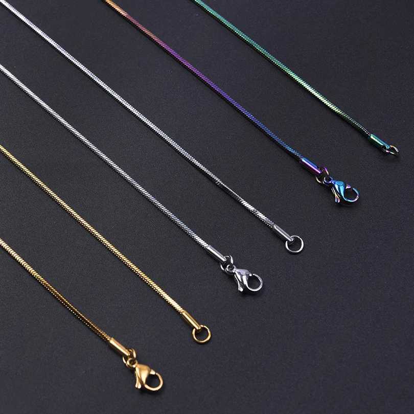 1/3/5pcs 45/50/60/70cm Fashion Stainless Steel 1.5mm Square Snake Chain Gold/Silver Color Necklaces For Women Men Vogue Jewelry XJ250708