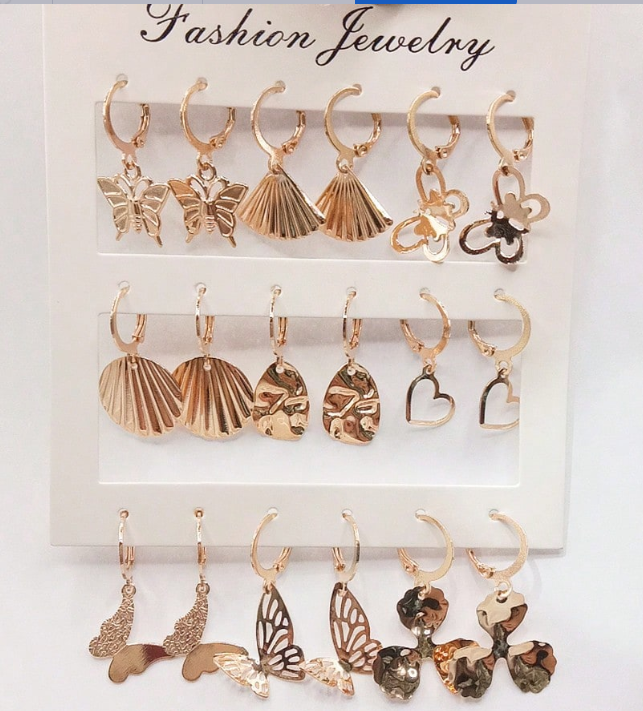 2025 Cute 9-Pair Set Earrings Fashion Accessories