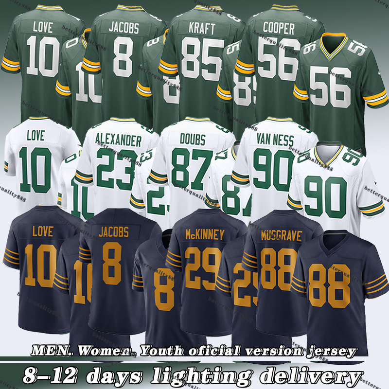 Green BayS PackersS Jersey PackersJersey Jordan Love Josh Jacobs Jayden Reed Romeo Doubs Matthew Golden Xavier McKinney Football Jerseys