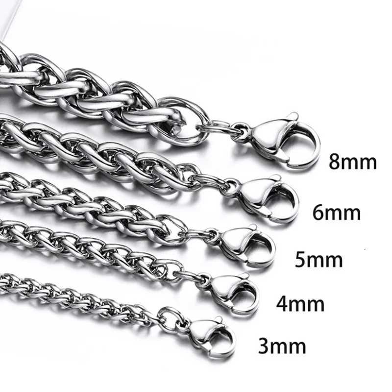 3MM-8MM Stainless Steel Twisted Chain Necklace For Men Women Neck Hand Chains Jewelry Accessories XJ250708