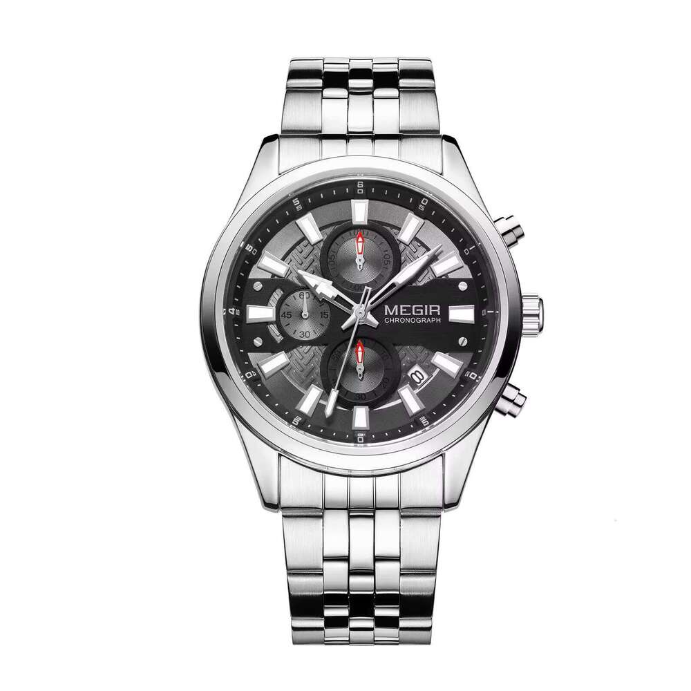 MEGIR Men's Luxury Chronograph Watch - Stainless Steel, Waterproof, Luminous, 44mm - Business Style Watch