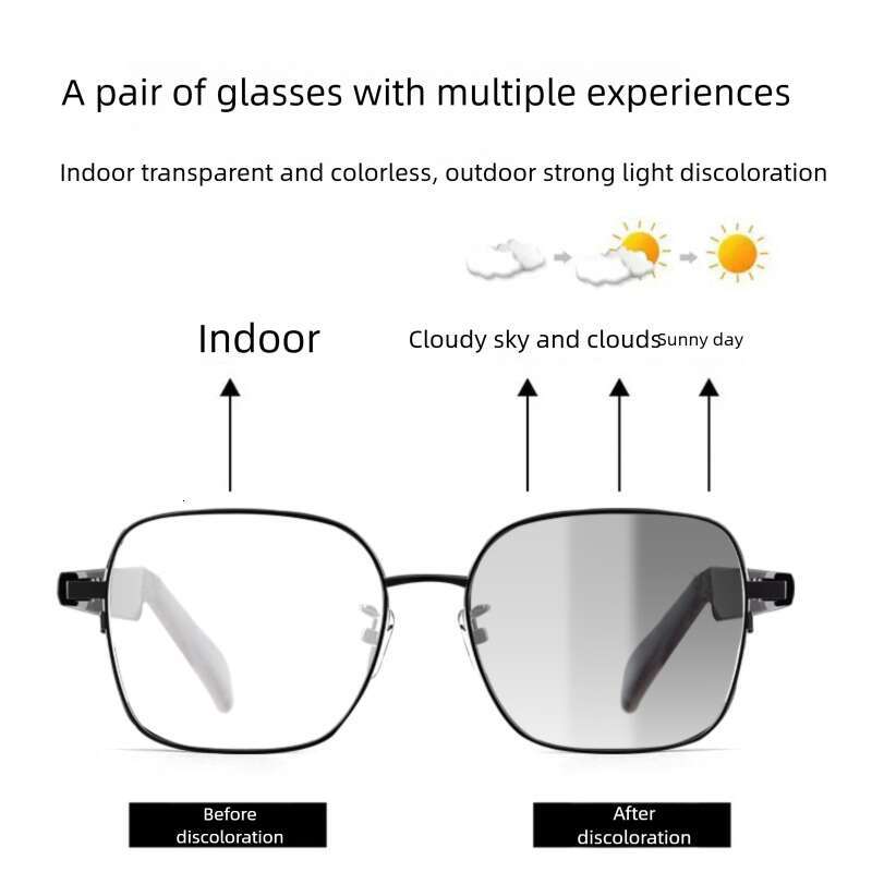 Smart Bluetooth Designer Sunglasses Gs11 American Style Metal Double Beam Magnetic Charging Color-Changing Lenses
