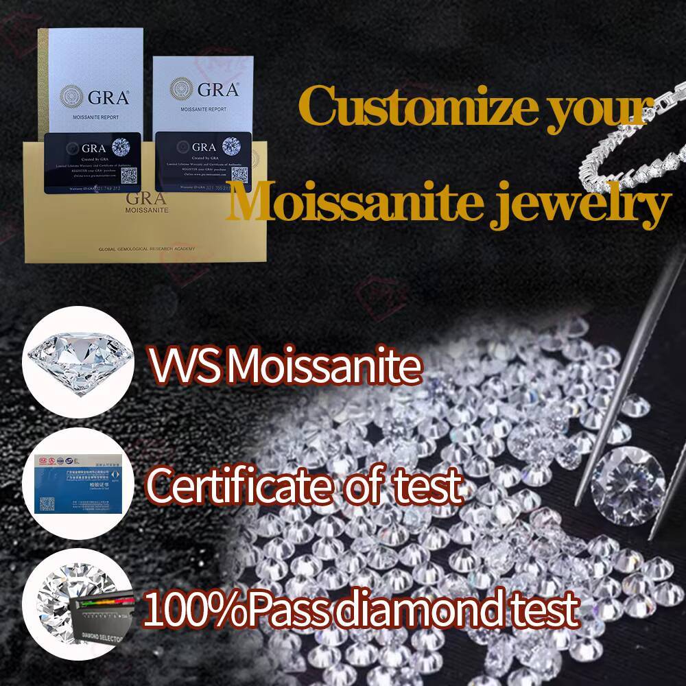 Hip Hop Jewelry Moissanite Tennis VVS DEF Heart Cut Sterling Silver Plated 14k Gold Moissanite Tennis Chain