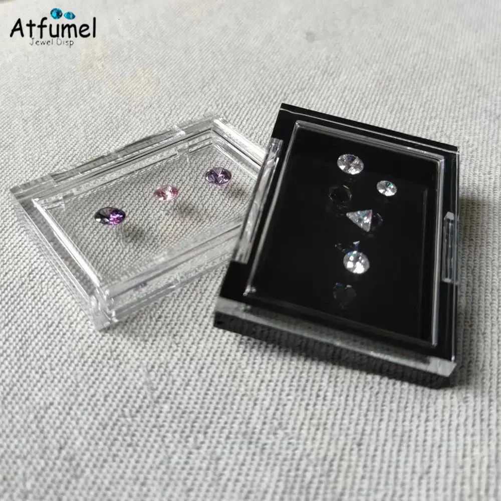 Sale Adhesive Loose Diamond Box Transparent Gemstone Storage Case Stone Packaging Show Case Sticky Gems Organizer Holder Tray 250723