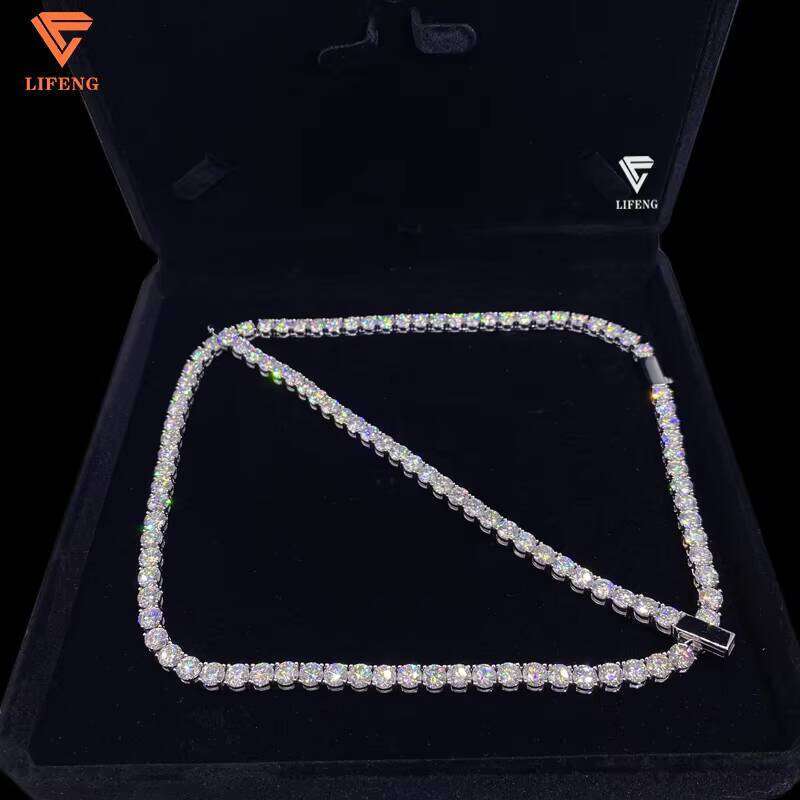 Pass Tester D Color Ice Out Necklace Sier Dia 6mm Vvs Moissanite Tennis Chain Hip Hop Jewelry