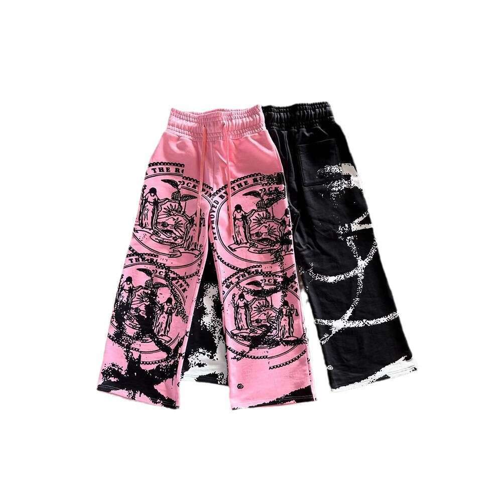 Loose Drawstring Elastic Waist with Printed Pattern Dark Anime High Street Style Pants Sweatpants