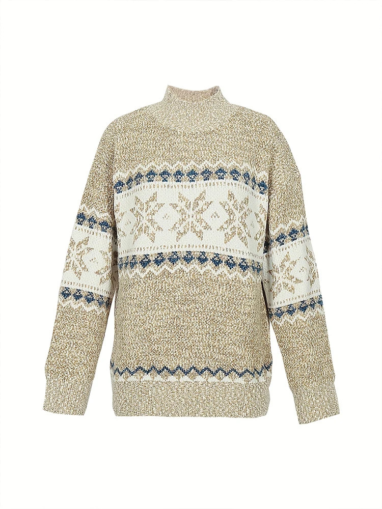 Womens Plus Size High Collar Pullover Sweater Printed Casual Shirt HalfLength for Autumn Winter 250728