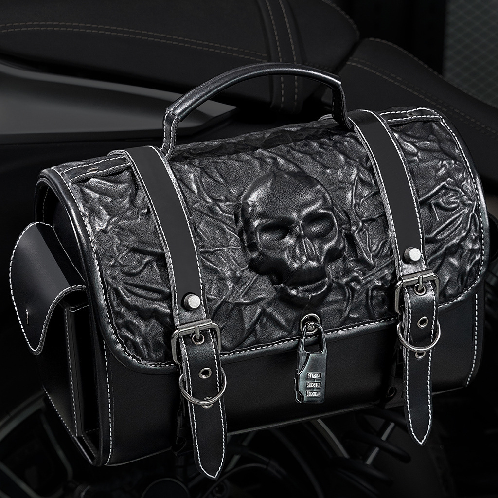 Niche Design PU Waterproof Anti-theft Punk Style Motorcycle Saddlebag Harley Prince Cruise Modification Gear ddmymoon