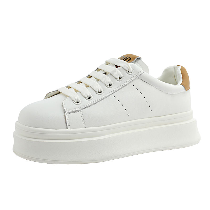 Thick-soled round-toe white sneakers for women, new spring style, lightweight platform sneakers, sporty and casual shoes, versatile.