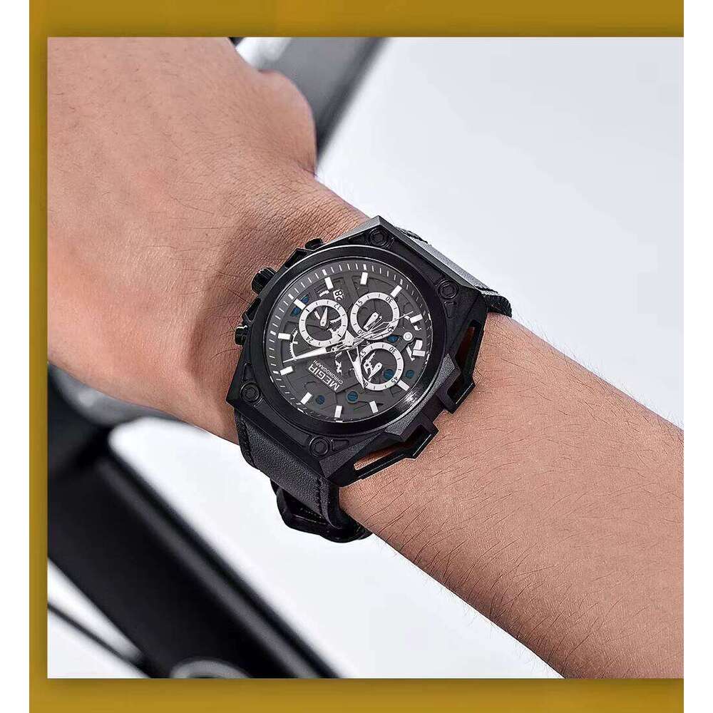 MEGIR Men's Skeleton Sports Watch - 47mm Silicone Strap, 50M Waterproof, Luminous - Bulk Wholesale