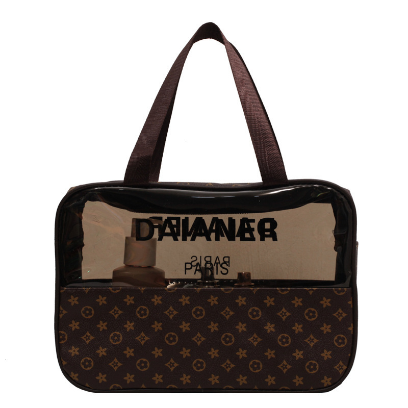 Luxury Cosmetic Bag Style Old Flower PVC Transparent Waterproof Portable Toiletry Storage Bag with Printing 250728