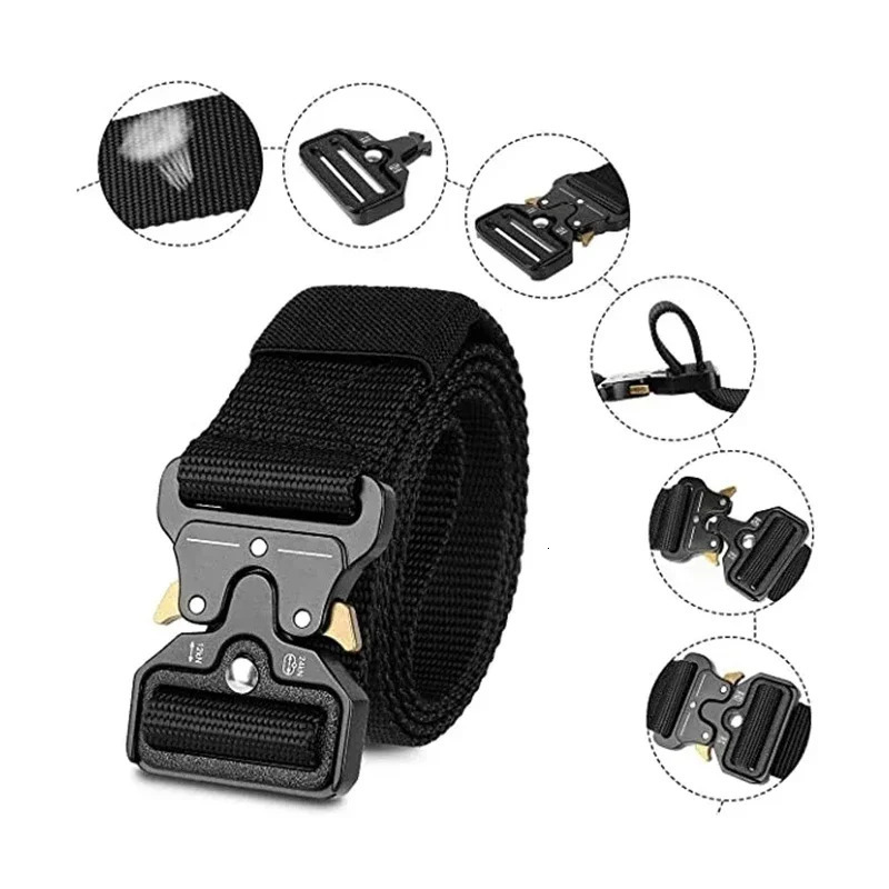 Outdoor Hunting Metal Tactical Belt Alloy Buckle High Quality MultiFunction Marine Corps Canvas for Men Mens 250716