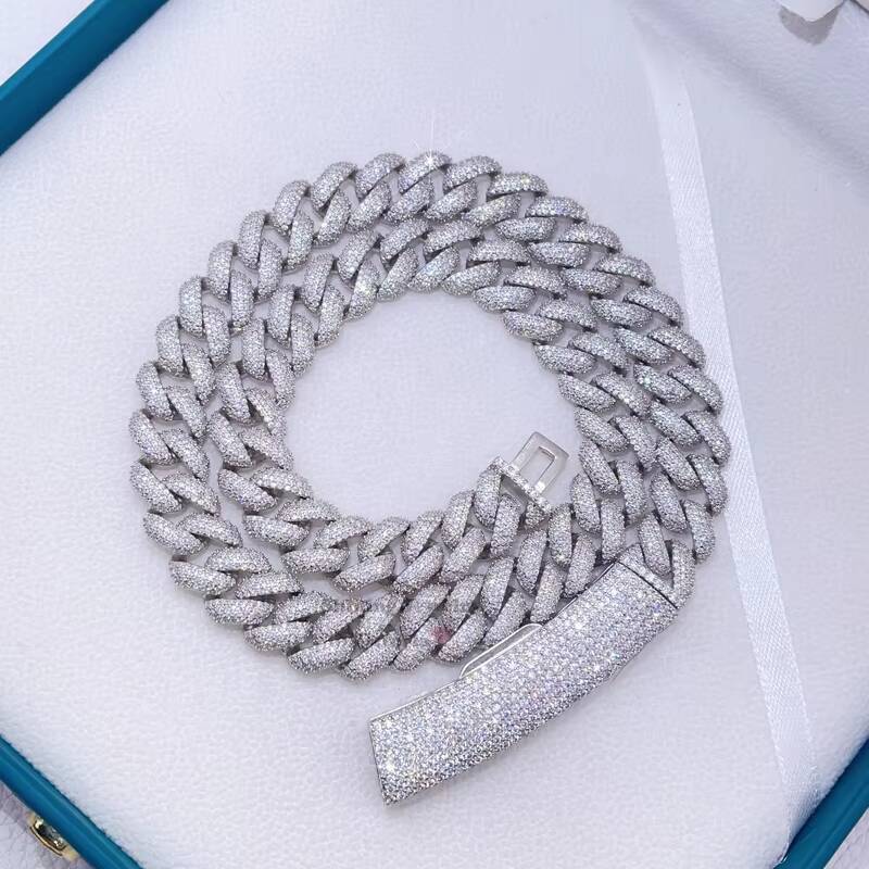 Curved Long Clasp Custom Made Gra Iced Out Hip Hop Men Fashion Vvs Moissanite Cuban Chain