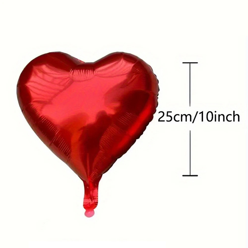 50Pcs Valentines Day Heart Balloons 10 Red Love Heart Shape Balloon for Valentines Day Decorations Heart Foil Balloon Wedding 250724