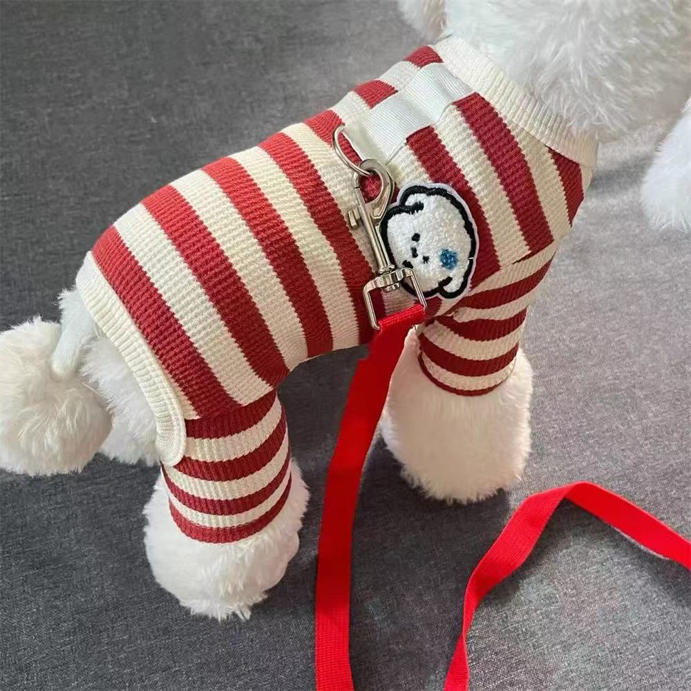 111 Pet spring and summer thin striped four-legged home clothes Teddy Bichon small dog autumn and winter bottoming clothes