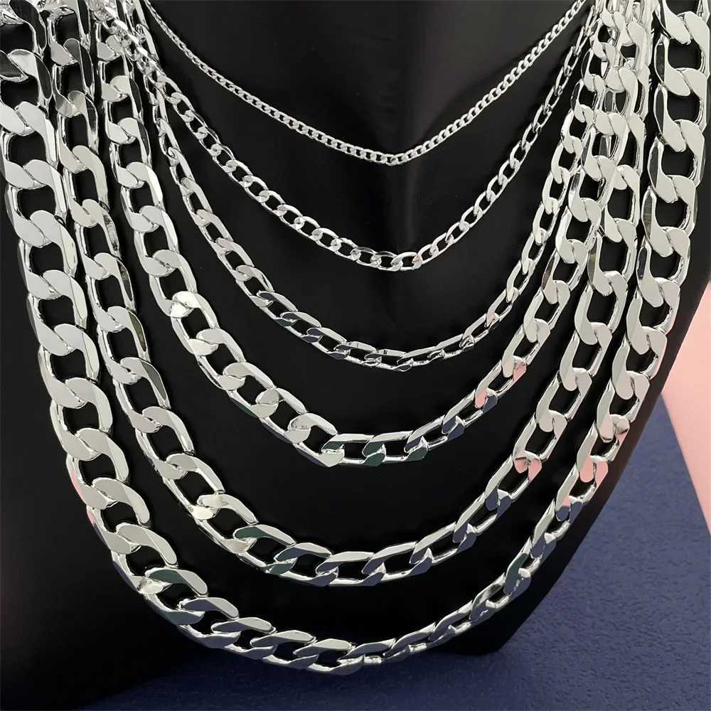 925 Sterling Silver Necklace Unisex Classic Chain Wedding Anniversary Christmas Gif 2MM-12mm 20cm-70cm XJ250708