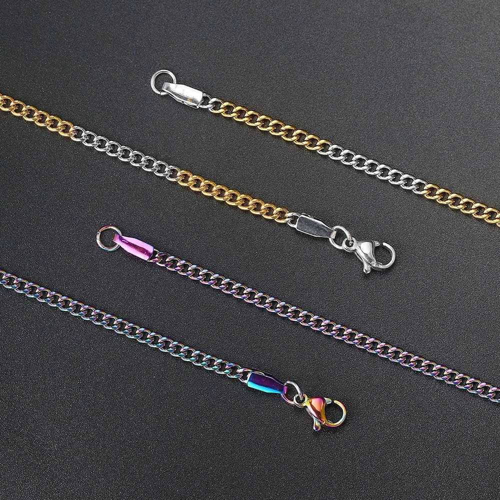 Mens Cuban Chain Necklace 3/5mm 60cm Stainless Steel Minimalist Silver Color Fashion Hip Hop Jewelry Trend Accessories Gifts XJ250708