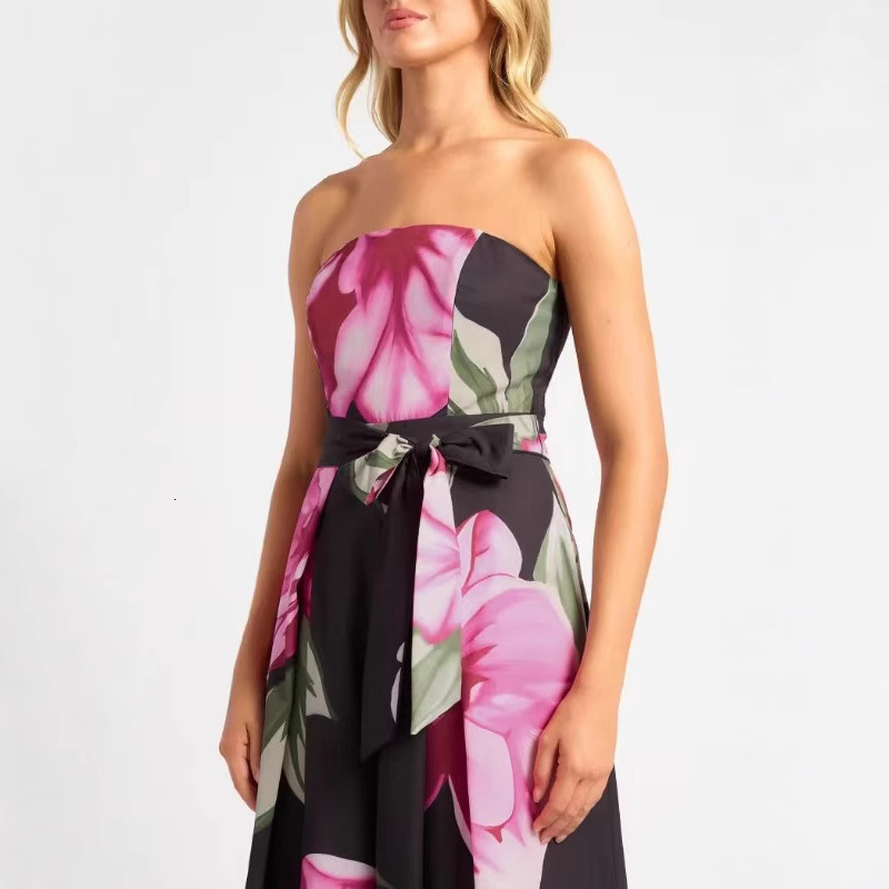 Plus Size Formal Elegant Pink Floral Summer One Shoulder Satin Midi Dresses Cocktail Evening Prom Party Dresses Female Dress 240730