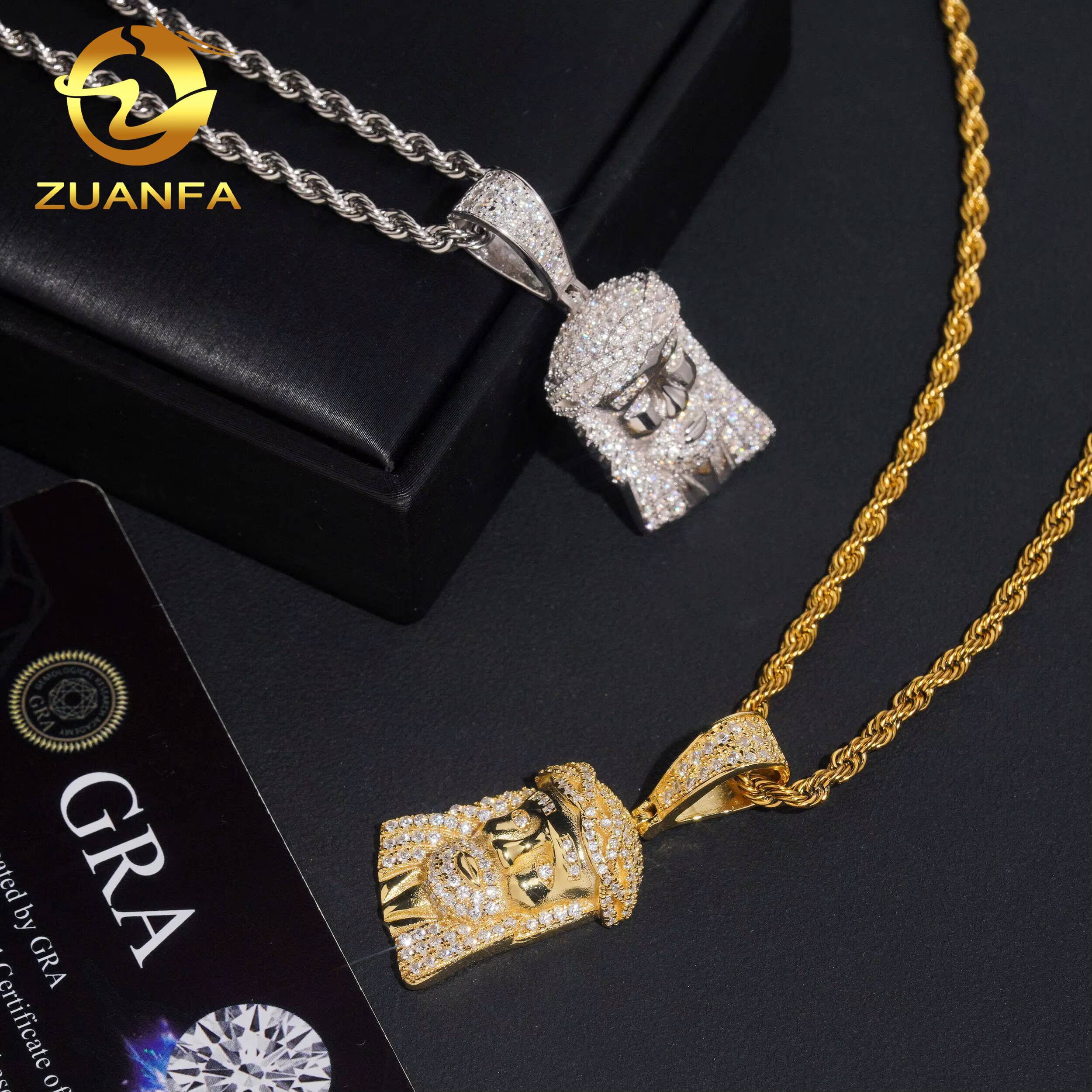Small Jesus Piece Real Gold Vermeil Iced Out Jewelry Rapper Custom Moissanite Pendant Jesus Pendant Pass Diamond Tester