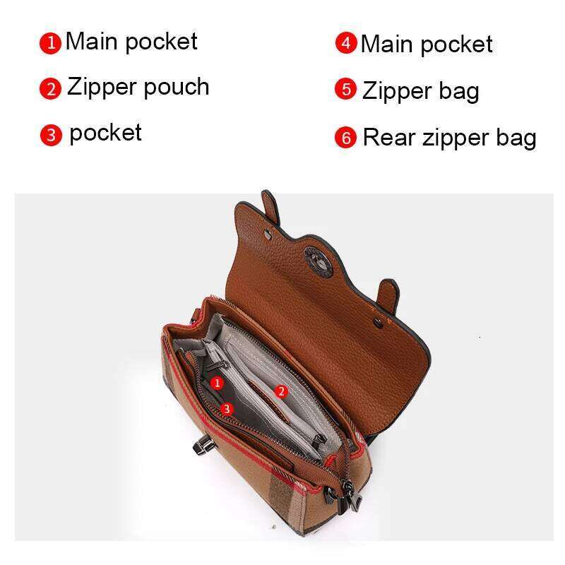 Aidrani Classic plaid single shoulder crossbody bag, canvas patchwork cowhide mini bagFashionable backpackFashionable backpack