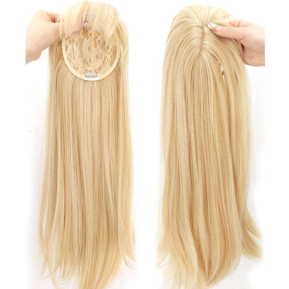 HUAYA Synthetic Women In Piece With Bangs Cover Thinning and White Hairpiece Top Clip on Hair Extension