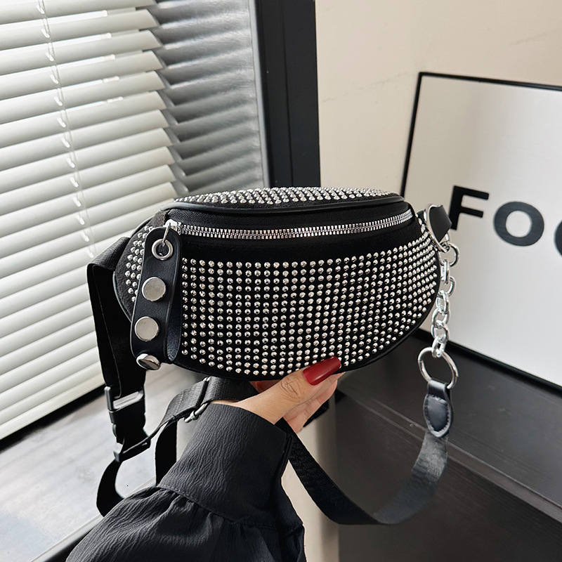 Luxury Brand Designer Bag New Diamond-Studded Chest Bag Hot-Selling Rhinestone Bag Simple Stylish Fashion Waist Bag Women's Single Shoulder Cross