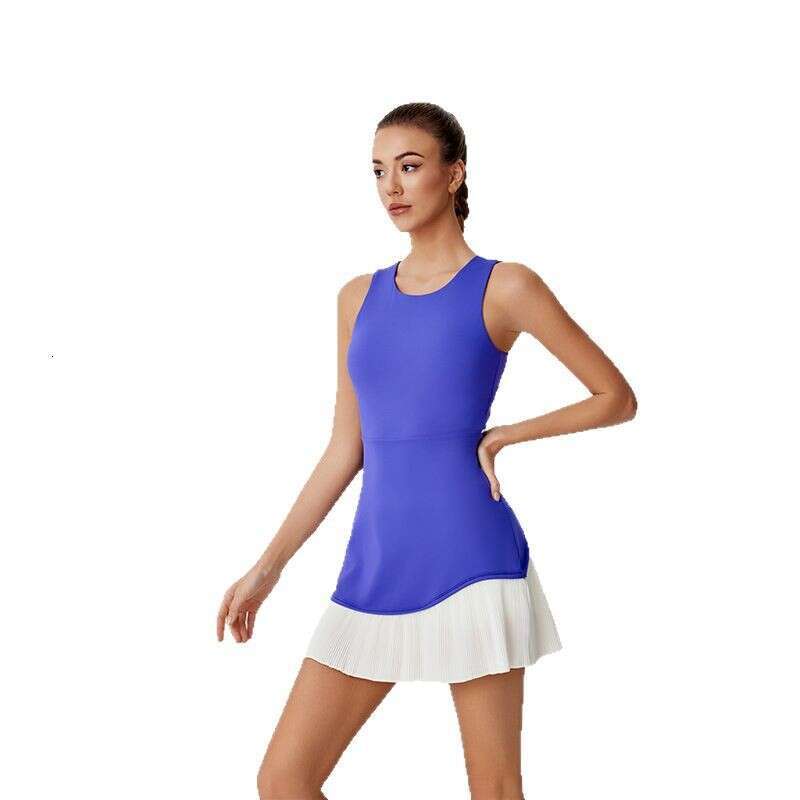 Cross-Border Summer Sports Dress with Ruffles, Anti-Exposure, Quick-Dry Badminton Tennis Dress, Hollow Out Beautiful Back One-Piece Yoga Wear