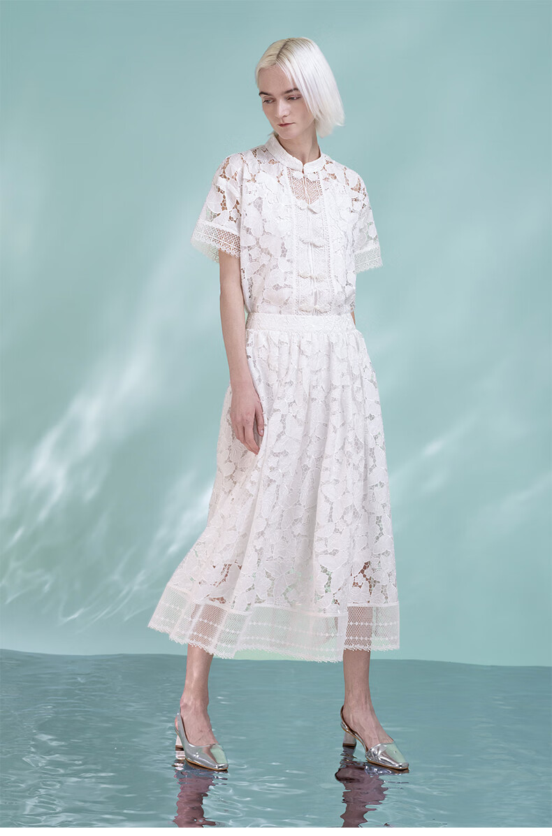 Women's White Lace Casual Skirts Summer 2025 Floral Embroidery Flowy Tiered A-Line Floral Party Tulle Skirt 6111535