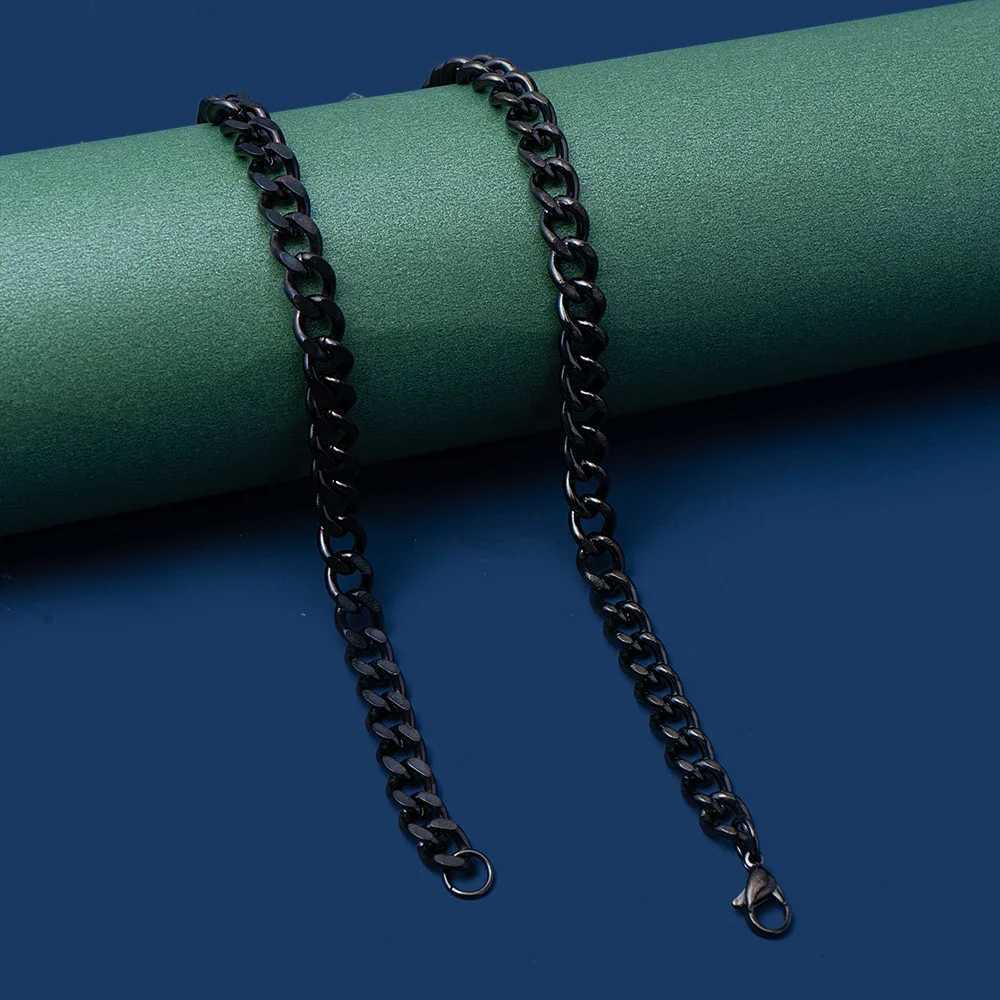 Gold Color Cuban Chain Stainless Steel Men Necklace Simple Basic Chain Necklace For Women Hip Hop Jewelry Trendy Accessories XJ250708