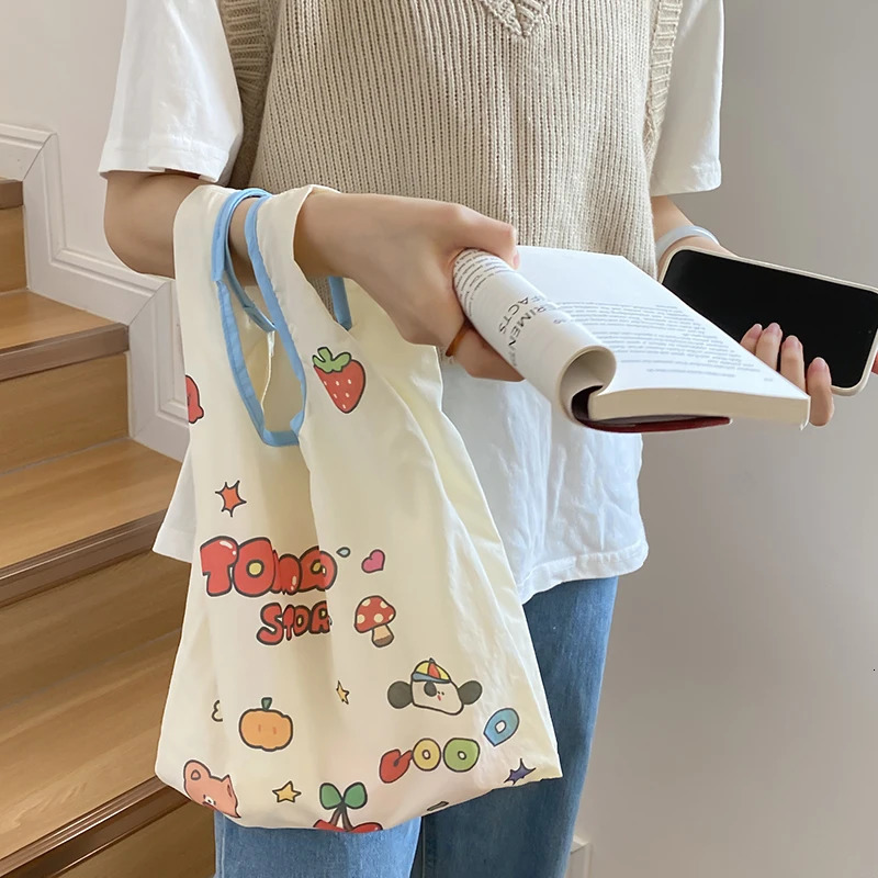 Summer Women Little Tote Cute Cat Dog Print Cloth Small Beach Handbag Female Shopper Leisure Shopping Hand Bags Eco Purse 250723