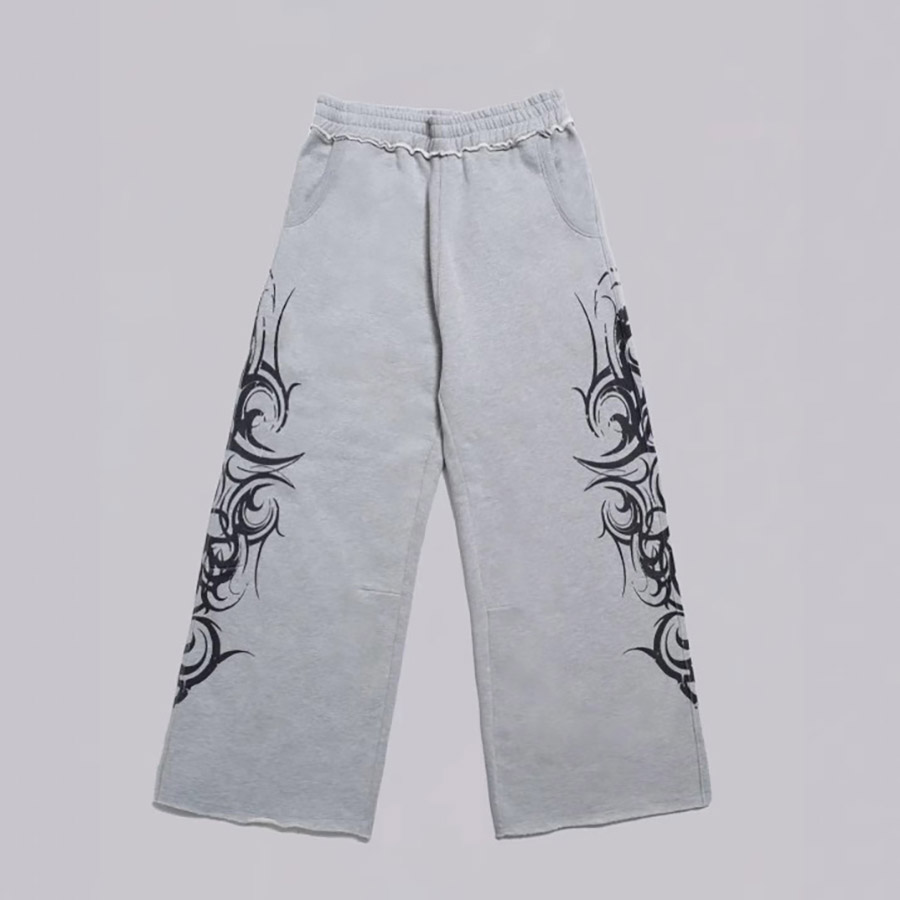 Men's Pants Y2K Gothic Sweatpants Destroyed Print Pattern Wide Leg Men Women Retro Distressed Hip Hop Streetwear Unisex Baggy Trousers