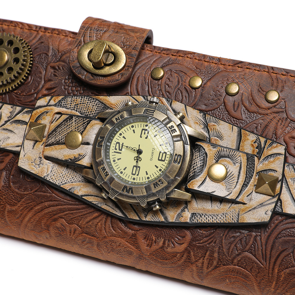 New Steampunk Long Cowhide Style Women's Clutch Bag Wallet ddmymoon